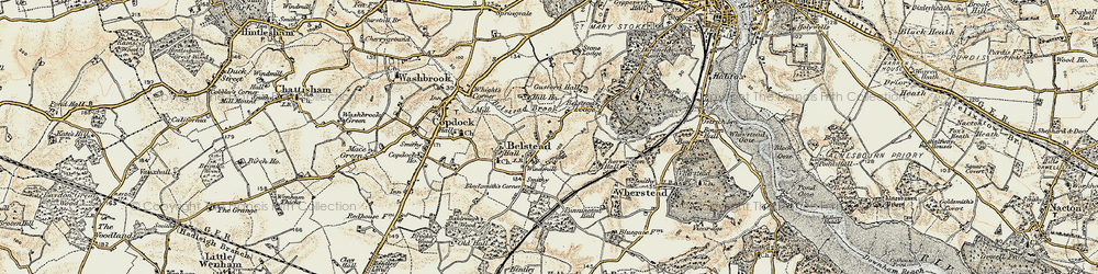 Old map of Belstead Brook in 1898-1901
