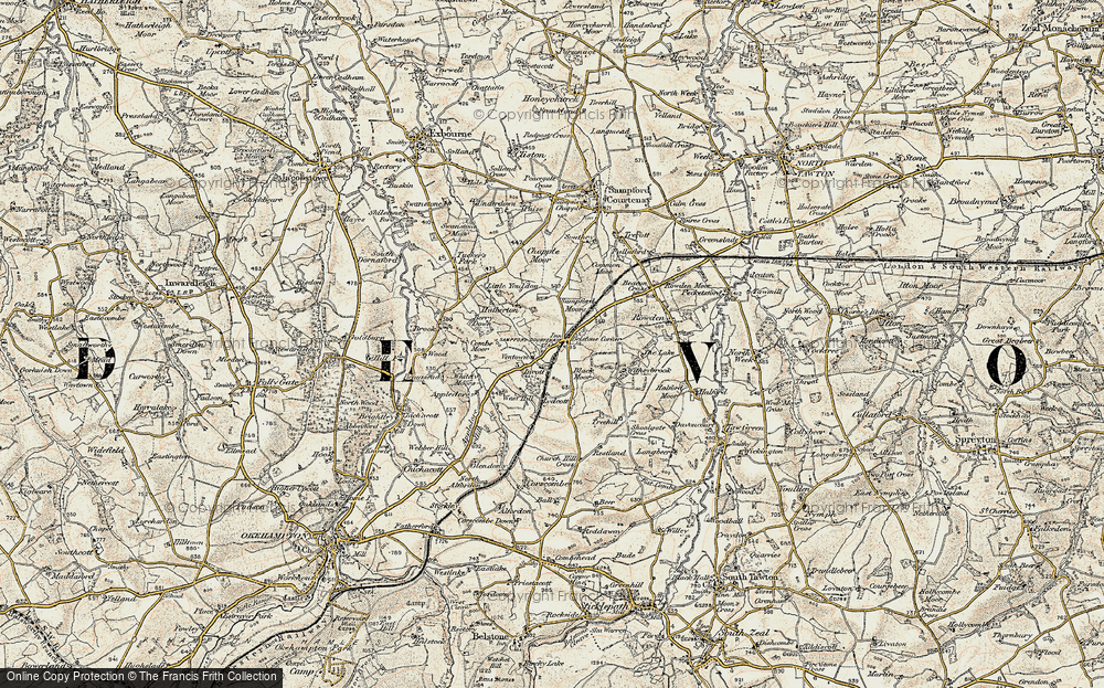 Old Map of Belstone Corner, 1899-1900 in 1899-1900