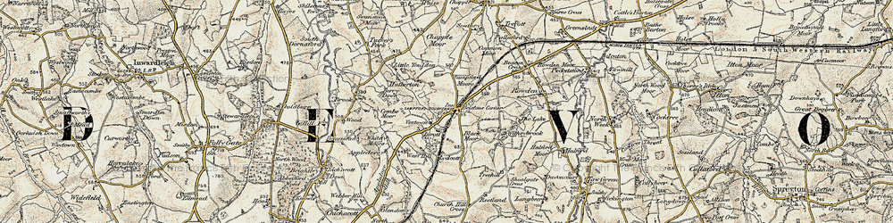 Old map of Witheybrook in 1899-1900