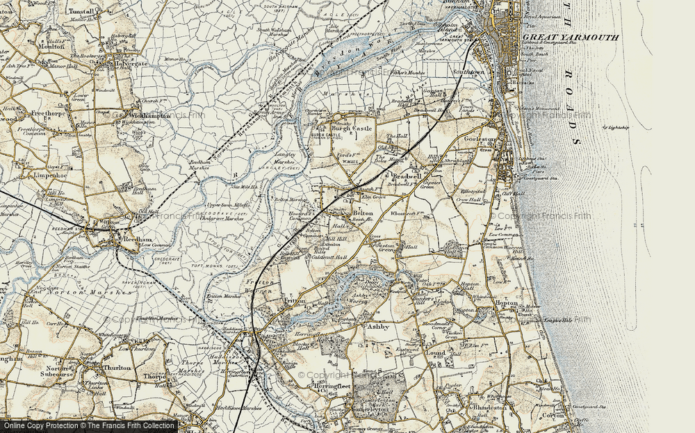 Old Map of Historic Map covering Belton Common in 1901-1902