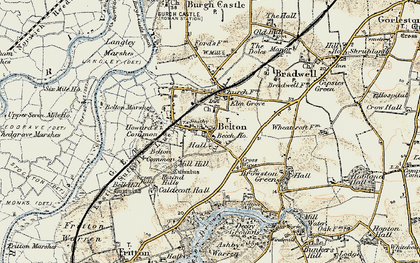 Old map of Belton Common in 1901-1902