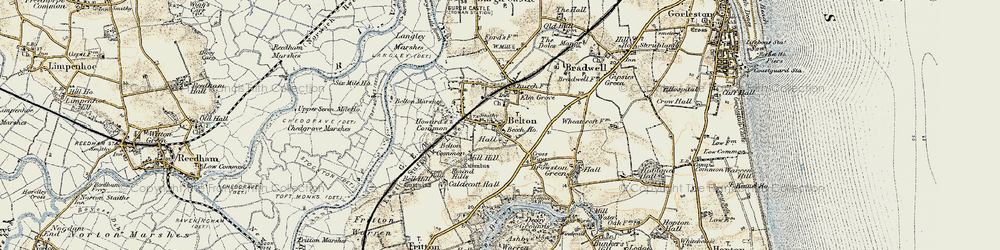 Old map of Belton Common in 1901-1902