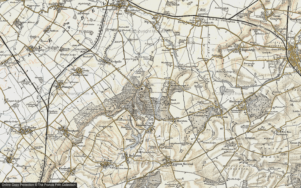 Old Map of Historic Map covering Blackberry Hill in 1902-1903