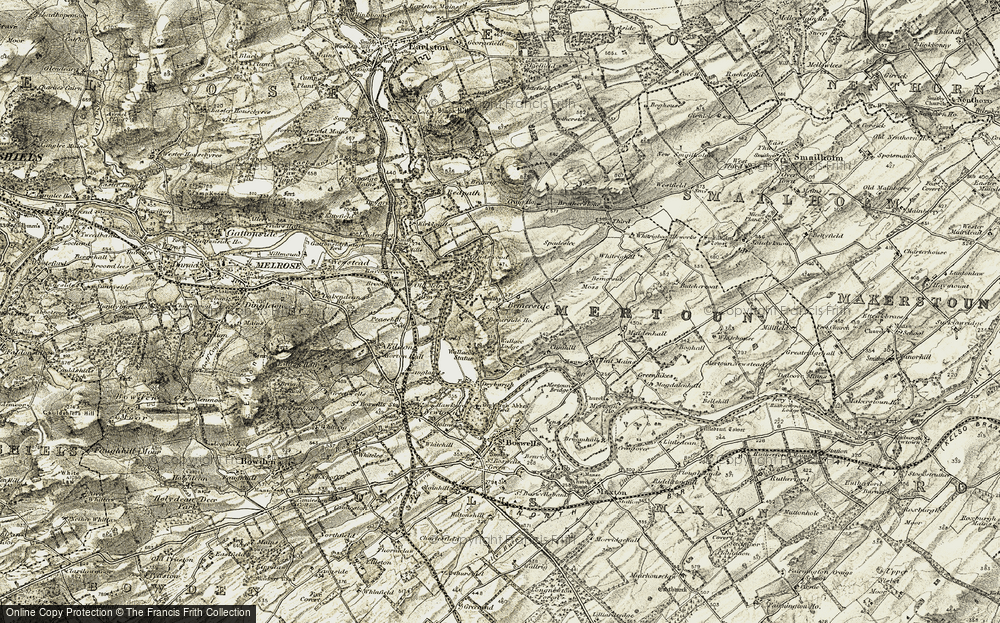 Old Map of Historic Map covering Bemersyde Moss in 1901-1904
