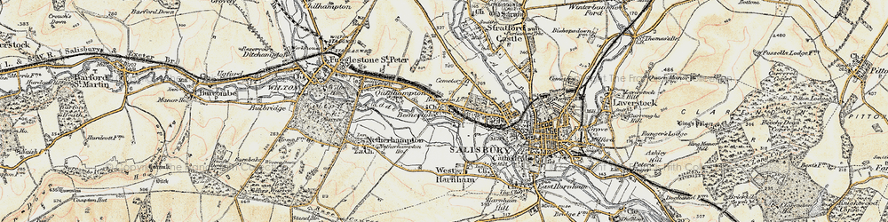 Old map of Bemerton in 1897-1898