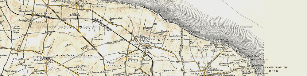 Old map of Bempton Cliffs in 1903-1904