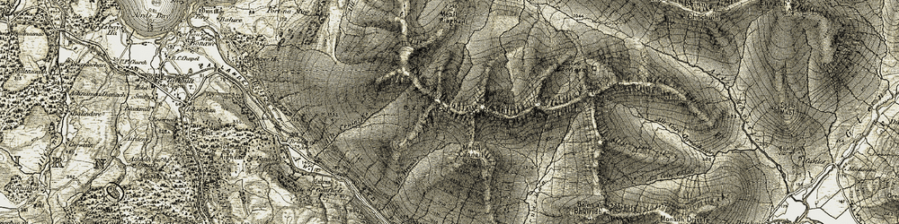 Old map of Allt Brander in 1906-1907