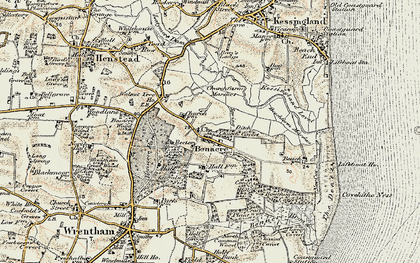 Old map of Beachfarm Marshes in 1901-1902