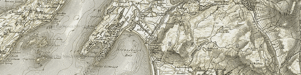 Old map of Benderloch in 1906-1908