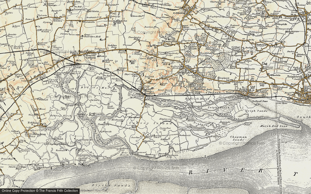 Old Map of Benfleet Creek, 1897-1898 in 1897-1898