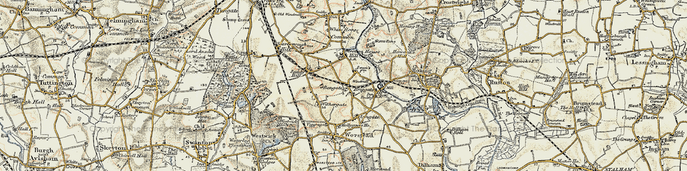 Old map of Bengate in 1901-1902