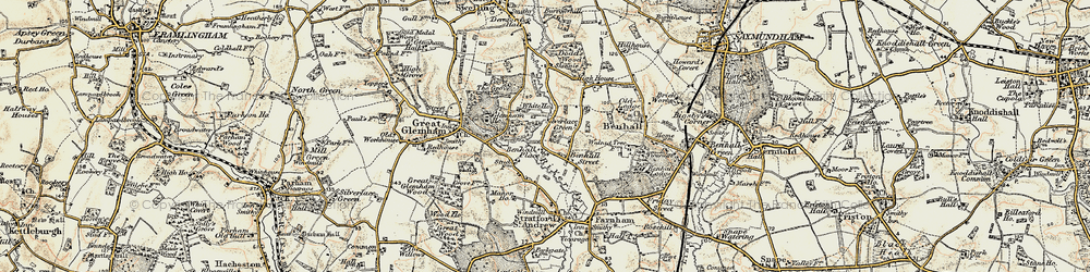 Old map of Benhall Place in 1898-1901