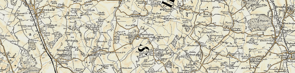 Old map of Benington in 1898-1899