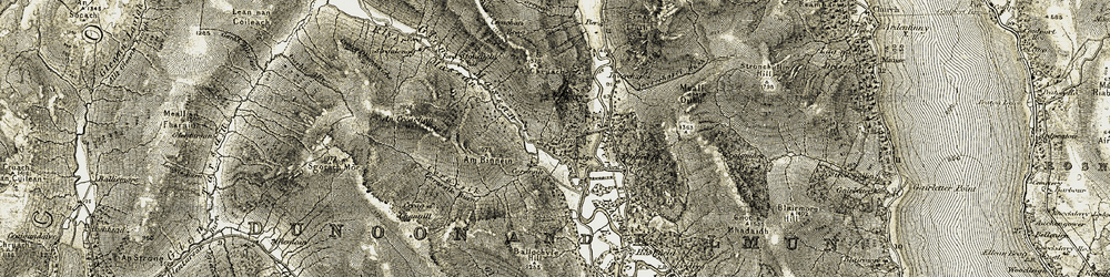 Old map of Benmore in 1905-1907