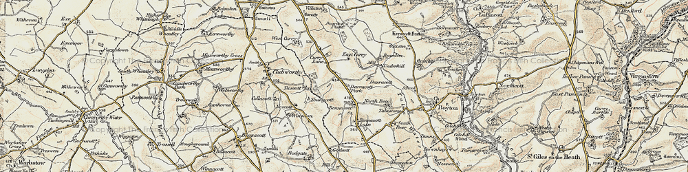 Old map of Bennacott in 1900