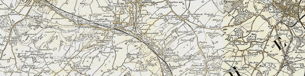 Old map of Bennetts End in 1897-1898