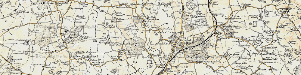 Old map of Bentfield Bury in 1898-1899