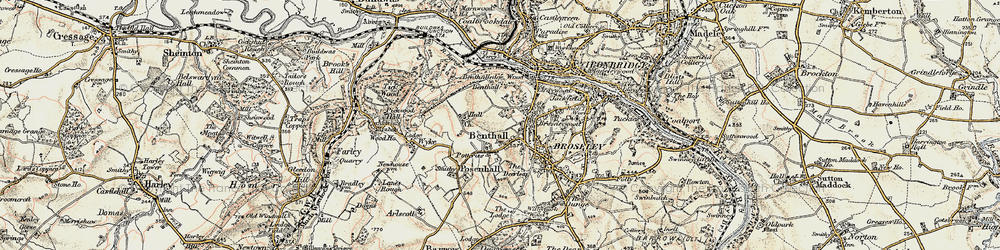 Old map of Benthall in 1902