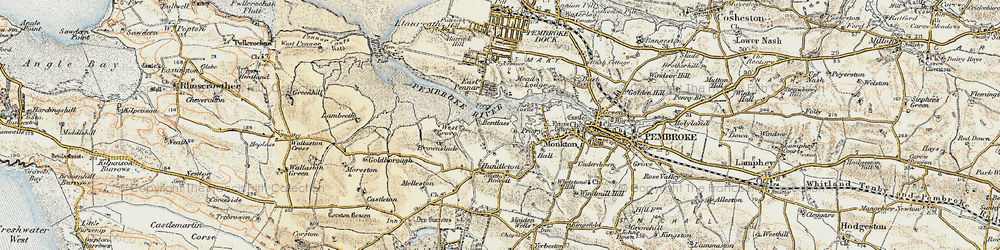 Old map of Bentlass in 1901-1912