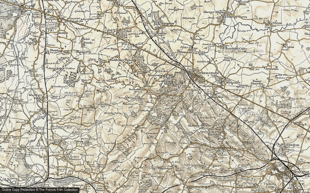 Old Map of Historic Map covering Wigston Hill in 1901-1902