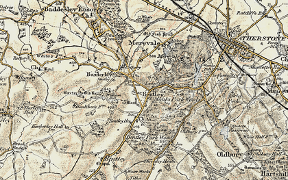 Old map of Bentley Common in 1901-1902