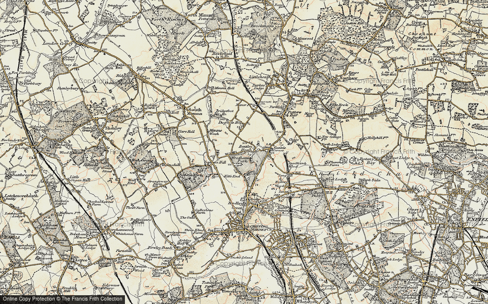 Old Map of Bentley Heath, 1897-1898 in 1897-1898