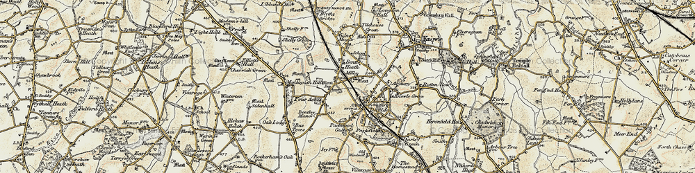 Old map of Bentley Heath in 1901-1902