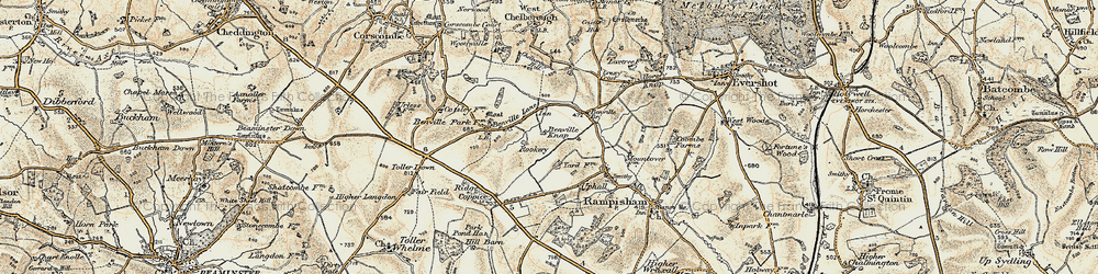 Old map of Toller Down Gate in 1899
