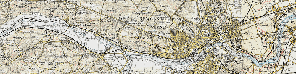 Old map of Benwell in 1901-1904
