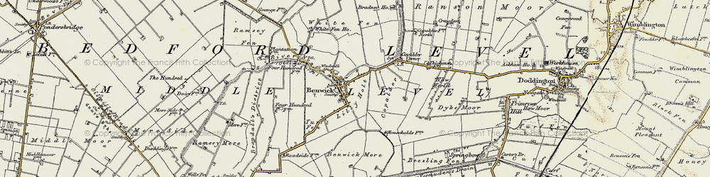 Old map of Benwick Mere in 1901
