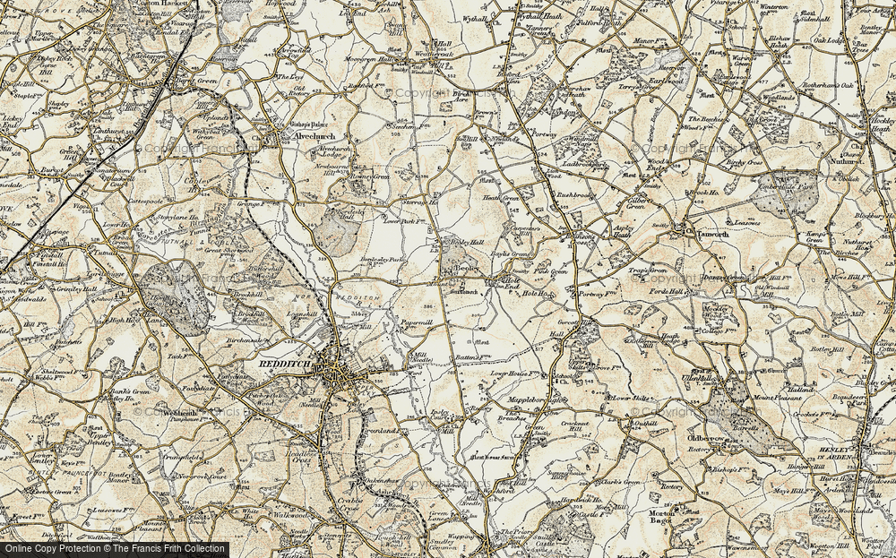 Old Map of Beoley, 1901-1902 in 1901-1902