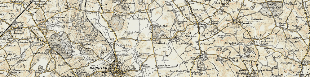 Old map of Beoley in 1901-1902