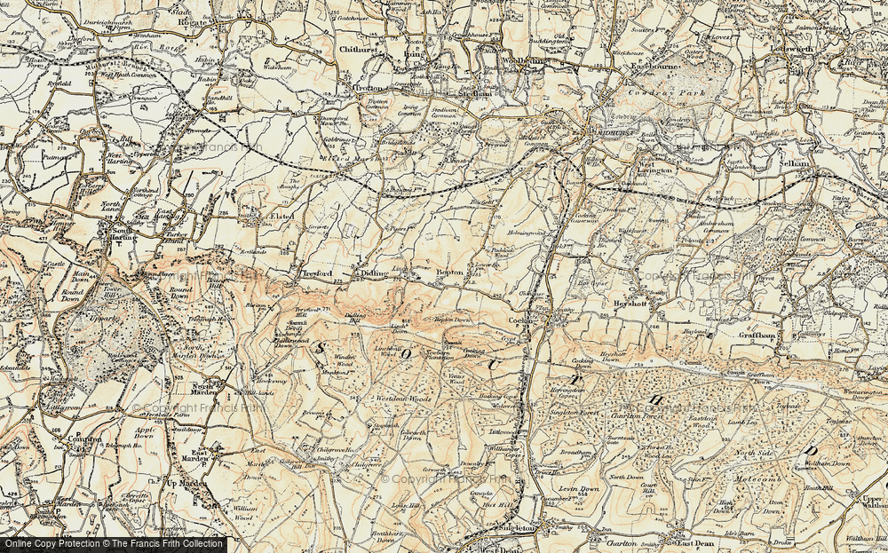 Old Map of Historic Map covering Bepton Down in 1897-1900