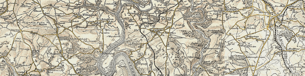 Old map of Bere Alston in 1899-1900