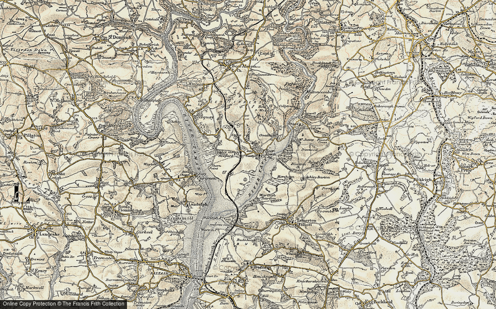 Old Map of Bere Ferrers, 1899-1900 in 1899-1900