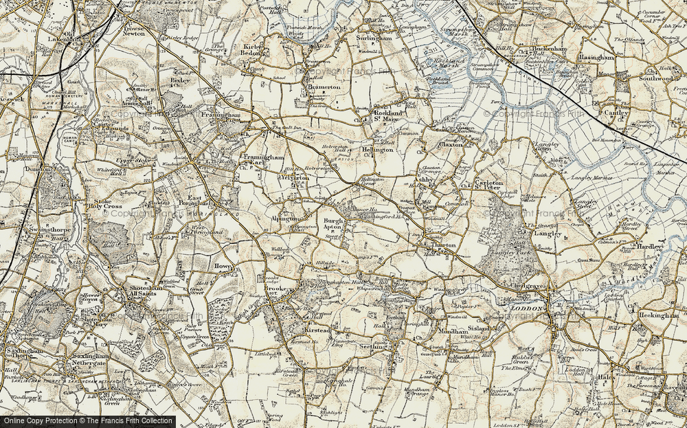 Old Map of Bergh Apton, 1901-1902 in 1901-1902