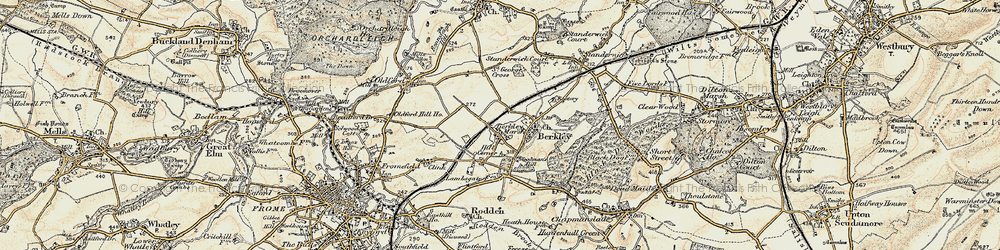Old map of Berkley Marsh in 1898-1899