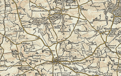 Old map of Berner's Cross in 1899-1900