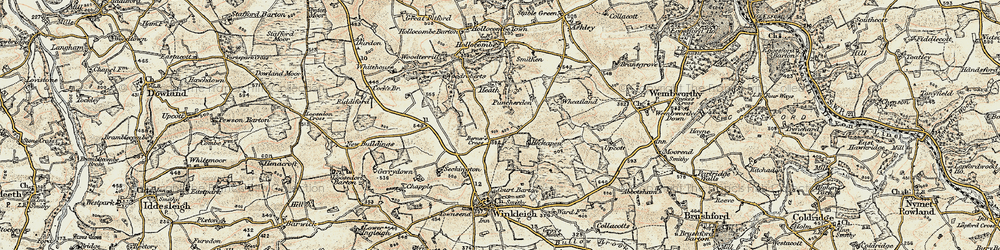 Old map of Berner's Cross in 1899-1900