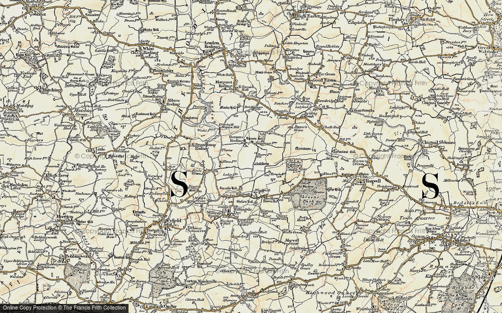 Old Map of Berners Roding, 1898 in 1898