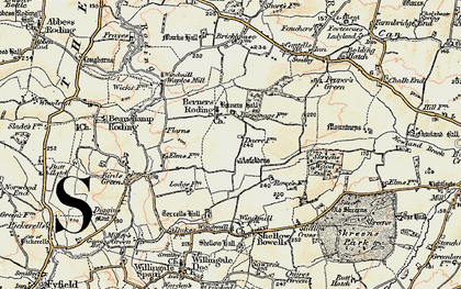Old map of Berners Roding in 1898