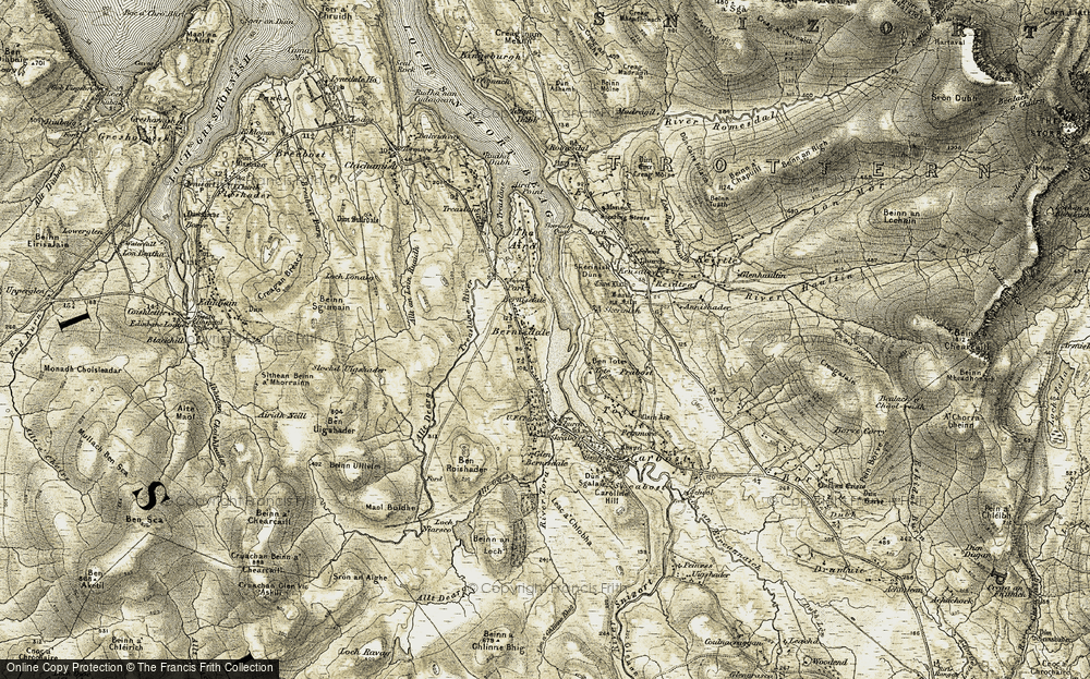 Old Map of Historic Map covering Ben Tote in 1909