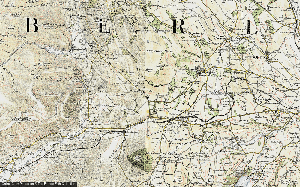 Old Map of Historic Map covering Berrier Hill in 1901-1904