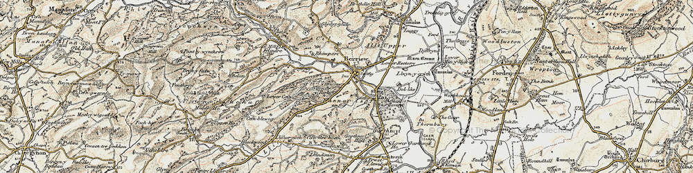 Old map of Berriew in 1902-1903