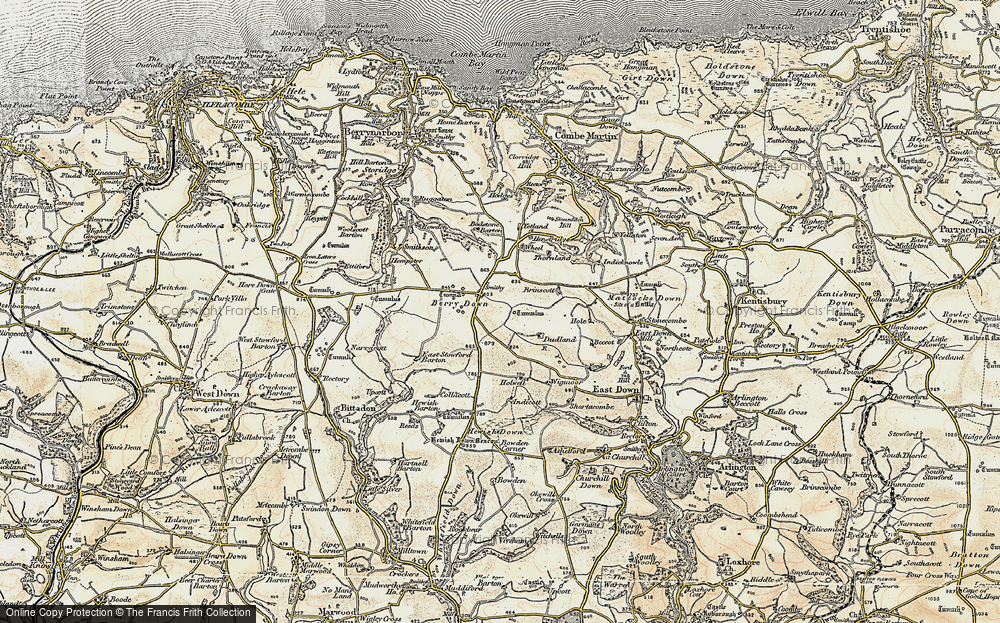Old Map of Historic Map covering Berry Down in 1900