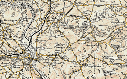 Old map of Berry Pomeroy in 1899
