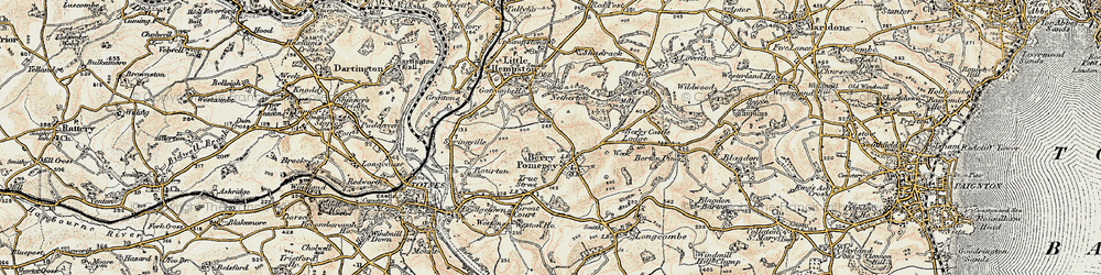 Old map of Berry Pomeroy in 1899