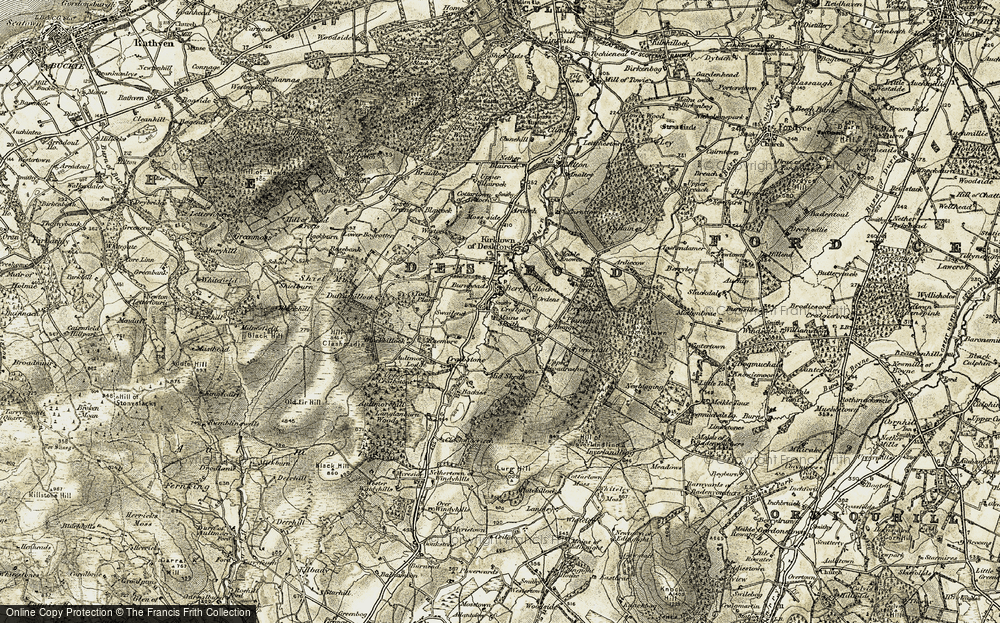 Old Map of Historic Map covering Backies in 1910