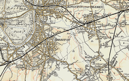 Old map of Berrylands in 1897-1909