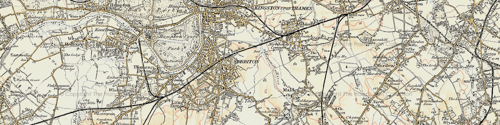 Old map of Berrylands in 1897-1909
